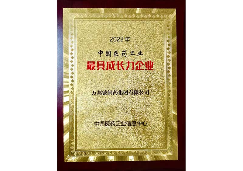 中国医药工业最具成长力企业